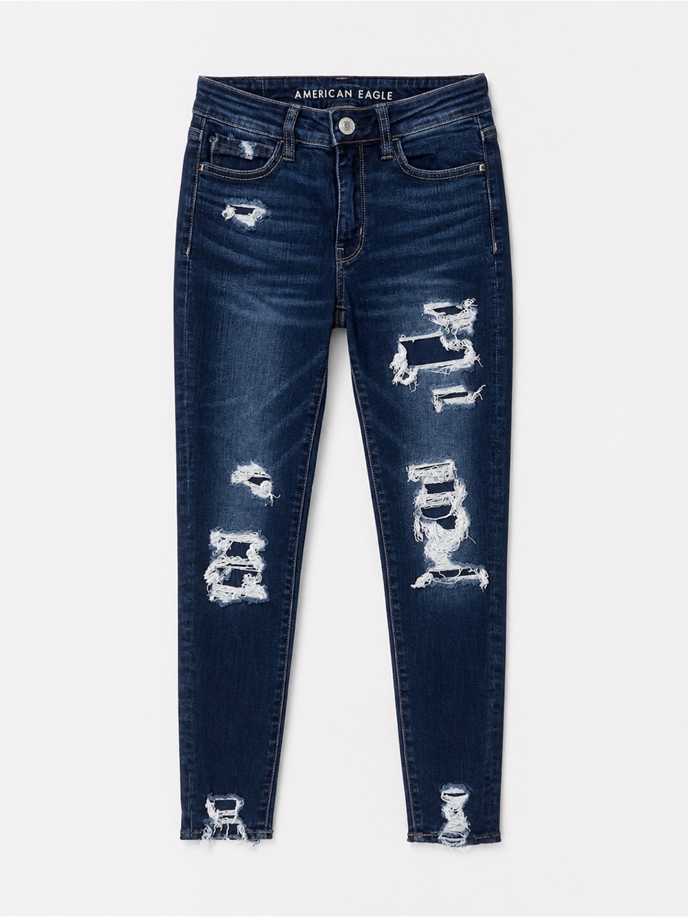 American Eagle Outfitters Dark Blue Distressed Skinny Jeans
